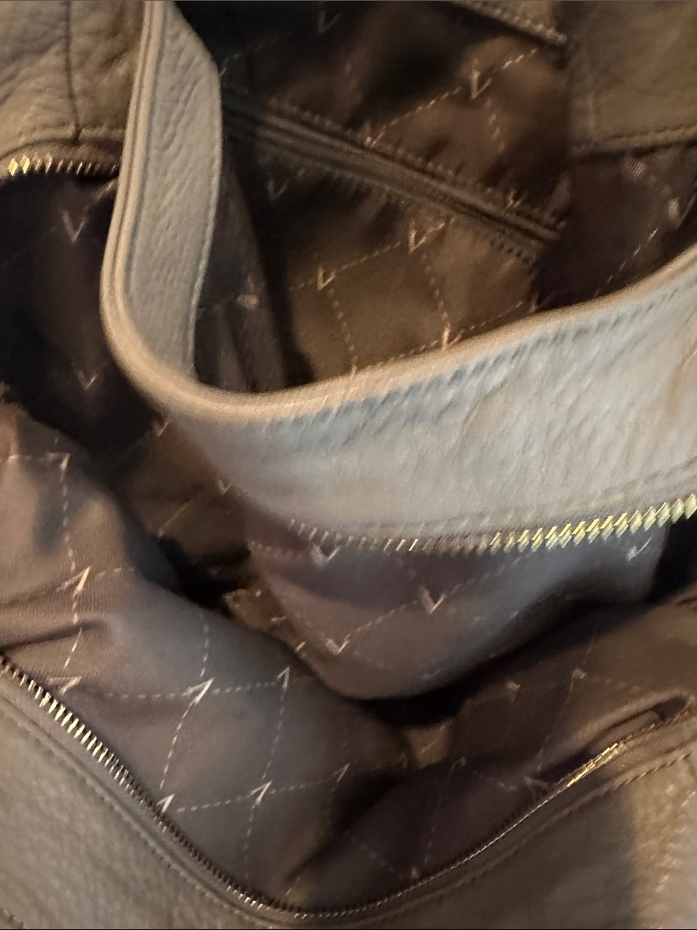 Vince Camuto Taupe Gray Leather Hobo with Gold Hardware - Picture 4 of 6